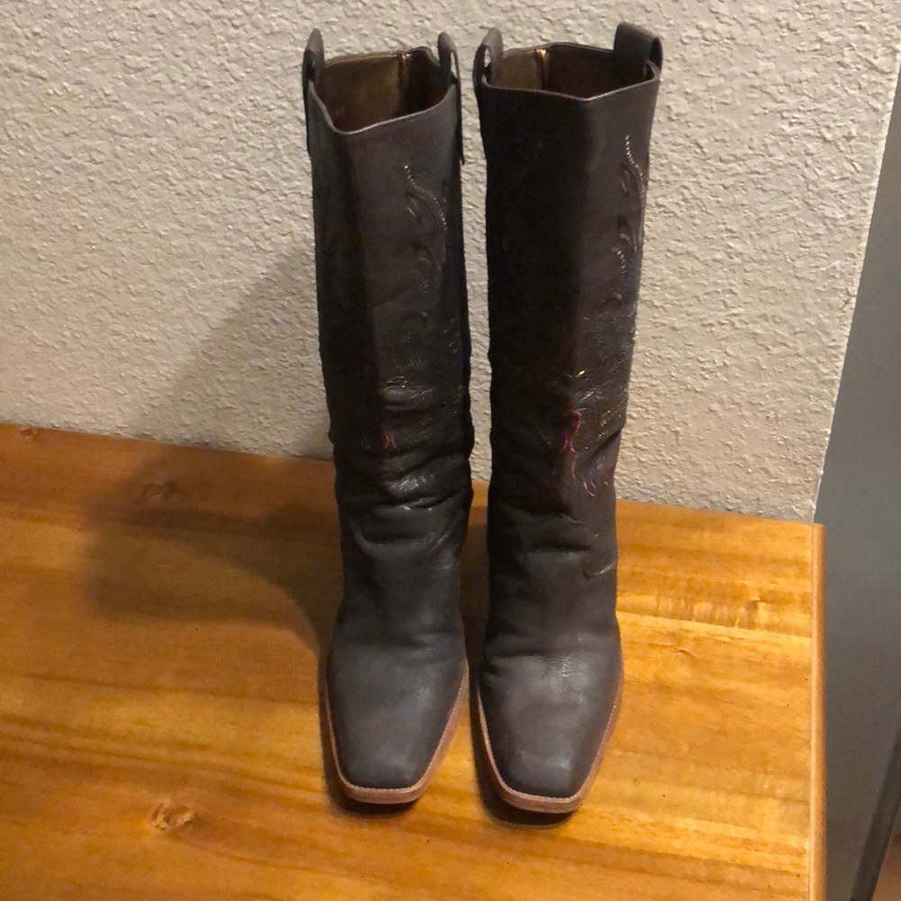 GIANNI BINI BROWN COWBOY BOOTS SZ 7.5